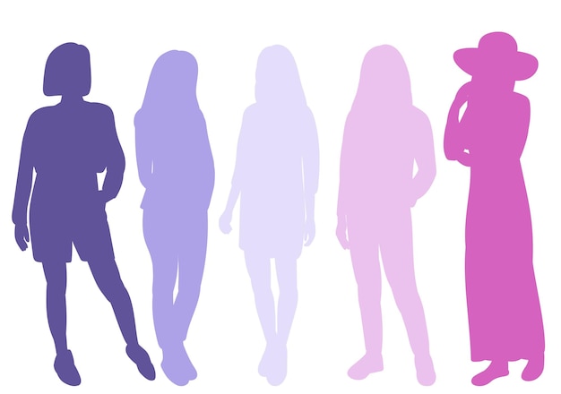 Vector women silhouette on white background isolated vector