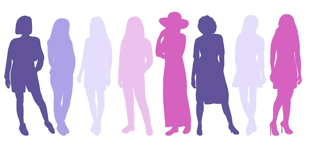 Vector women silhouette on white background isolated