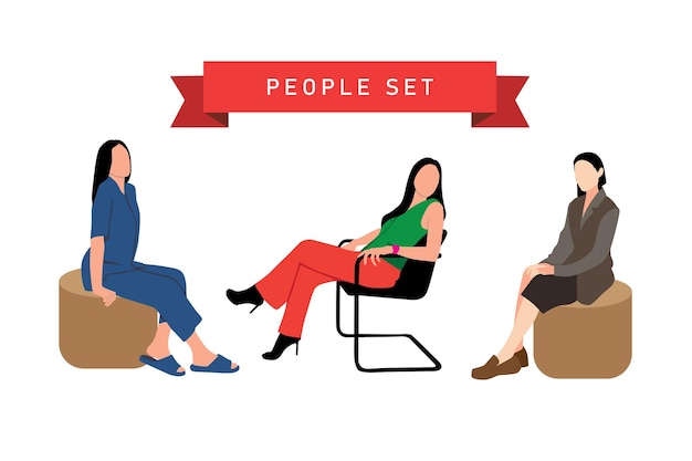 women sitting on chairs Flat vector illustration