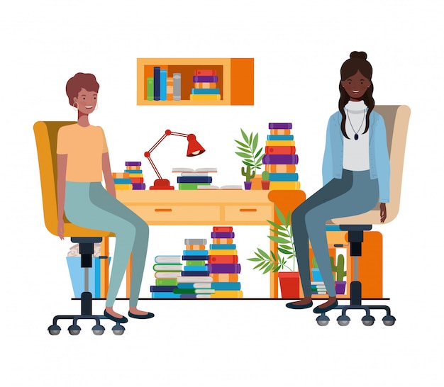 Women sitting in the work office with white