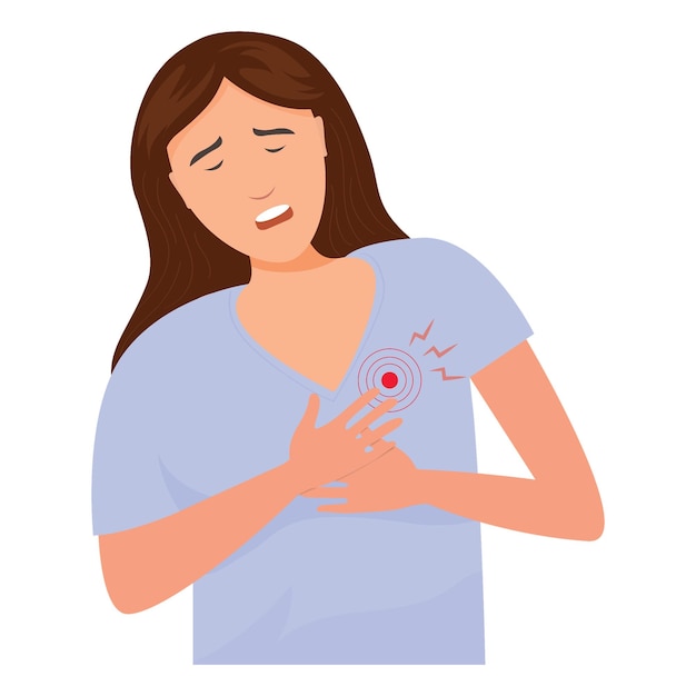 Vector women suffering from heart attack vector illustration