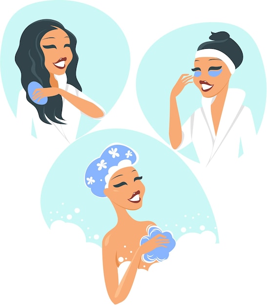 Vector women taking a relaxing bath