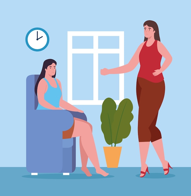 women talking at home design of activity and leisure
