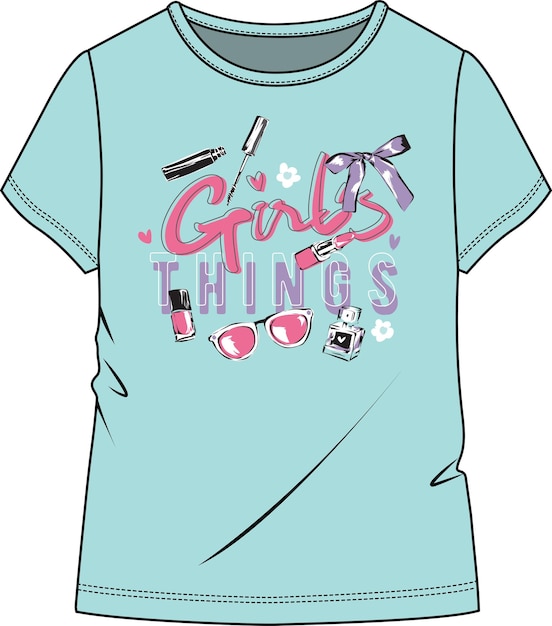 Vector women and teen girls fashion wear graphic t shirt vector