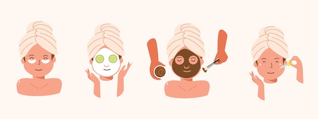 여성들은 얼굴 치료를 위해 화장품을 사용한다