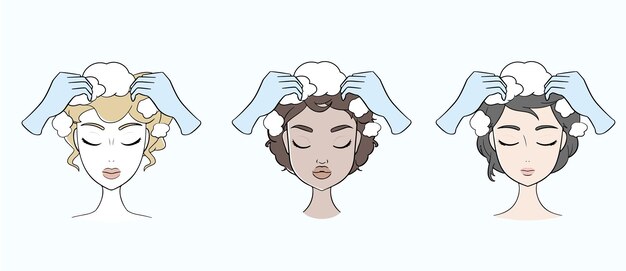 women of various skin tones washing their hair in barbershop
