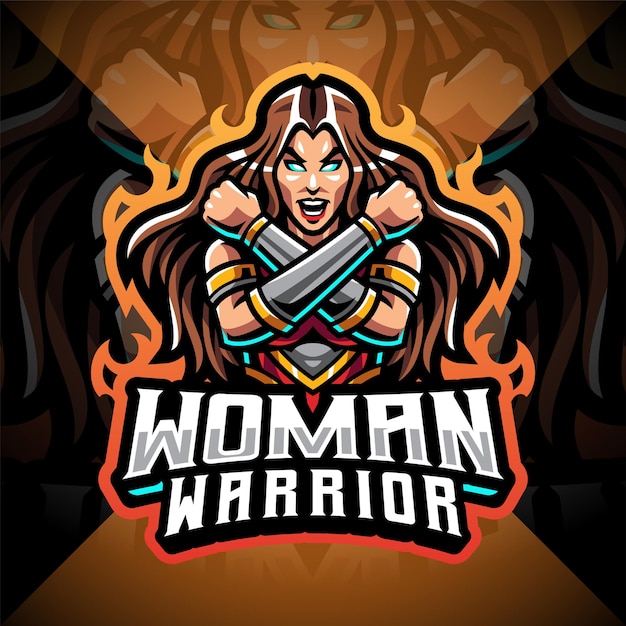 Women warrior esport mascot logo