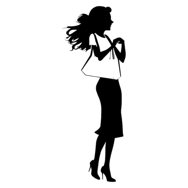 a women with bag vector silhouette