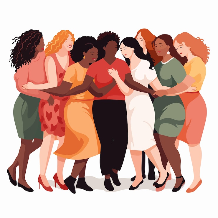 Vector women with different body figures in underwear