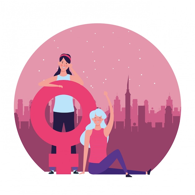 Women with female symbol round illustration