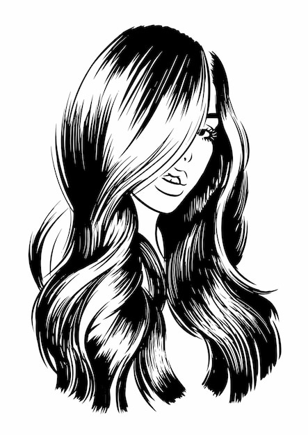 Vector women with gorgeous long hair