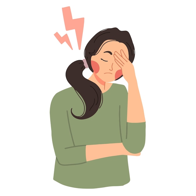 Vector women with headache facepalm gestures stressed illustrations