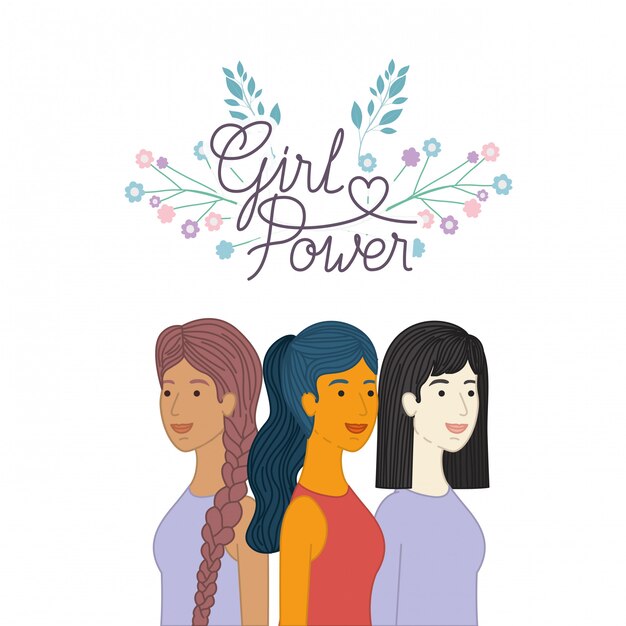 Girl Power Female Diverse Faces Different Stock Vector (Royalty Free)  1500754466