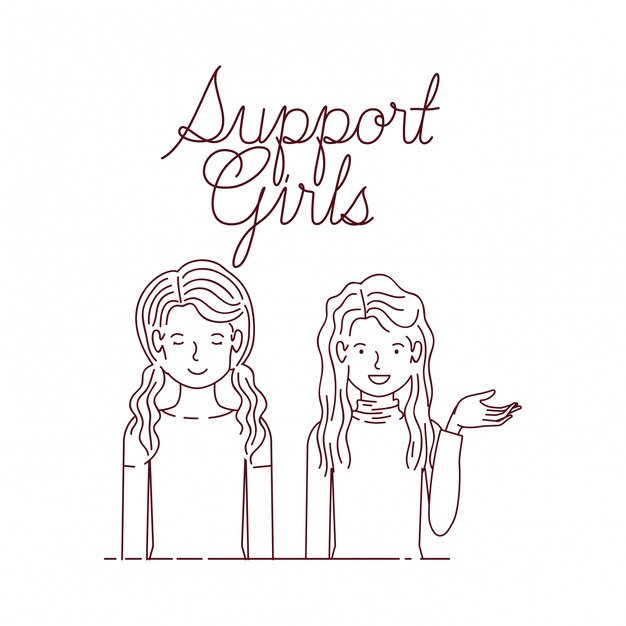 Women with label support girl character