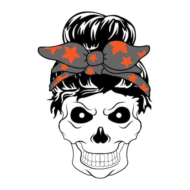 Vettore donne con messy bun bandana clipart mamma vita faccia femminile