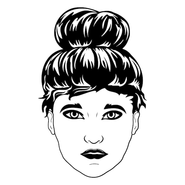 Vettore donne con messy bun bandana clipart mamma vita faccia femminile