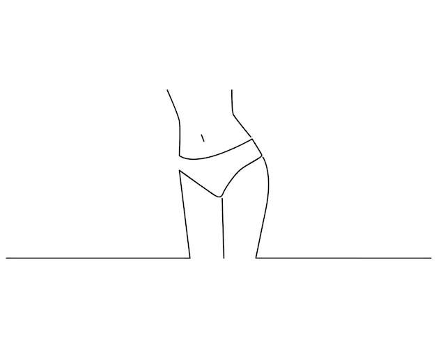 Women with panties sketch or continuous line art illustration