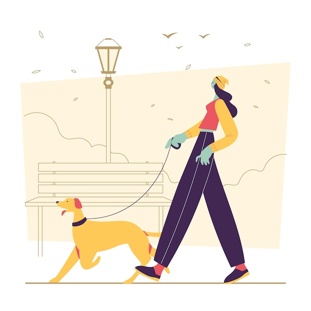 Vector women with pet concept