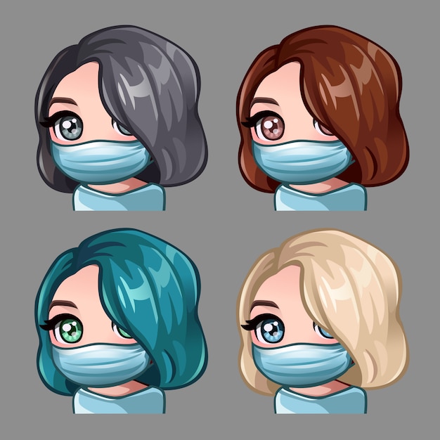 Women with short hair in medical mask