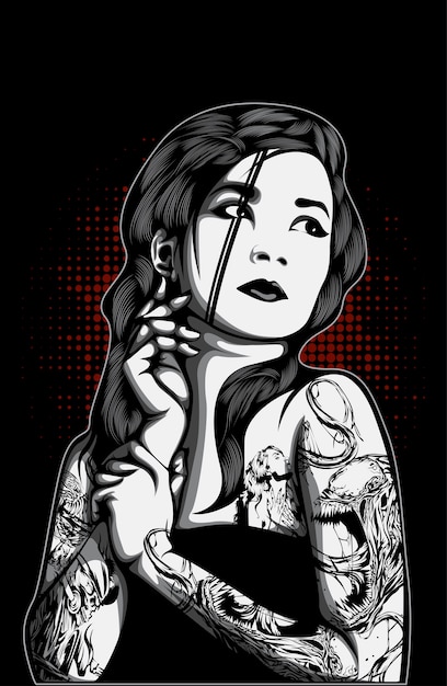 Vector women with tattoo