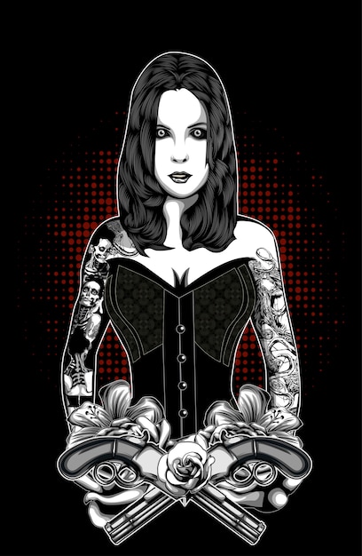 Vector women with tattoo