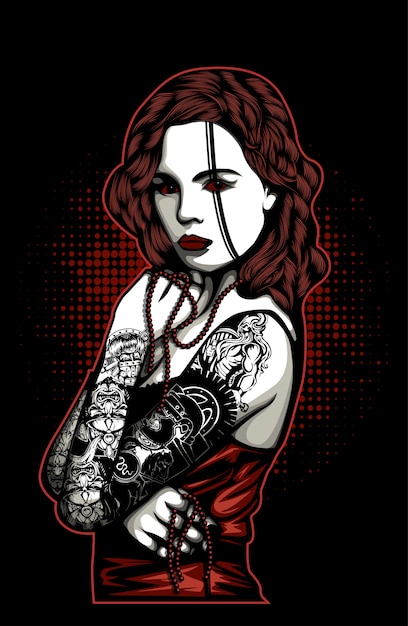 Vector women with tattoo