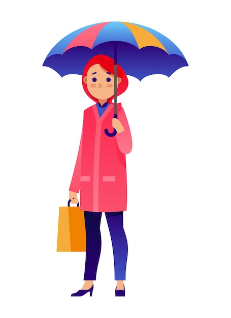 Vector women with umbrella
