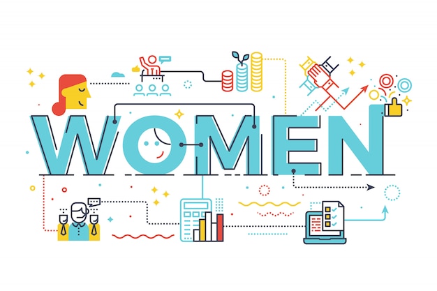 Women word in business concept lettering design illustration