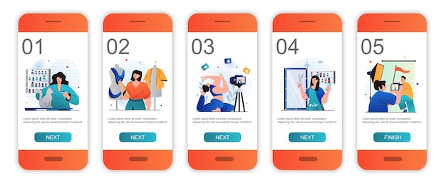 Vector women working concept onboarding screens for mobile app templates female different professions