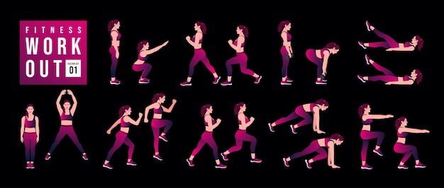 Set da allenamento per donne donne che fanno esercizi di fitness e yoga