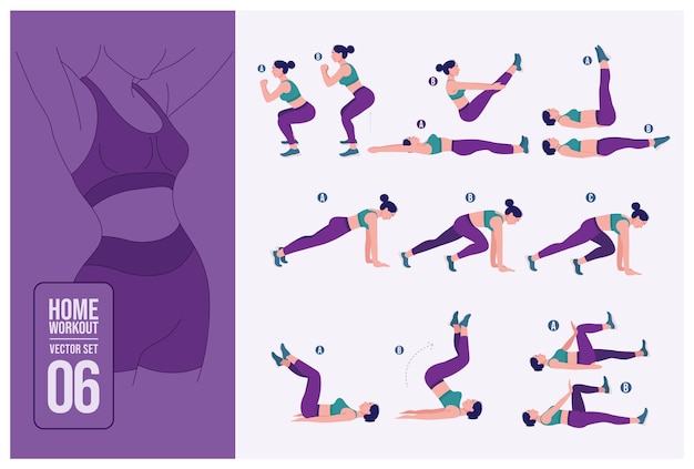 Women workout set women doing fitness and yoga exercises