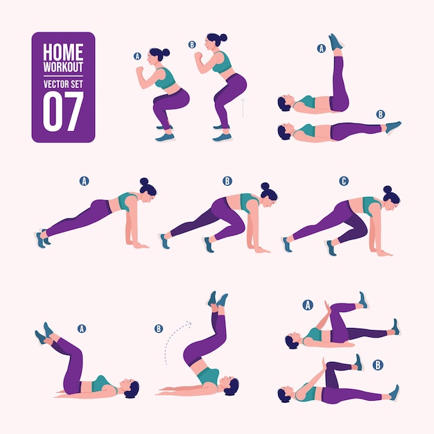 Women Workout Set Women doing fitness and yoga exercises