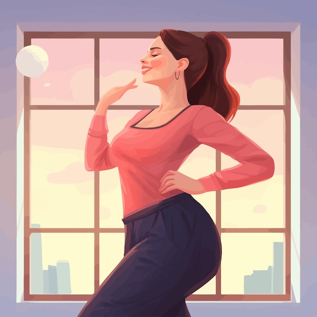 Vector women yoga at home illustration