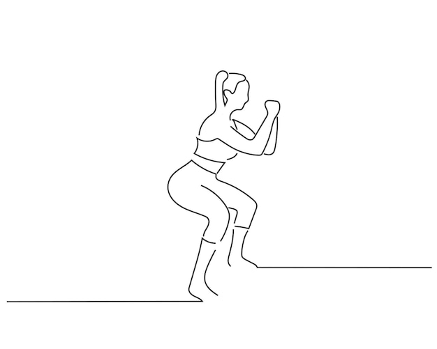 Women yoga sketch or continuous line art illustration