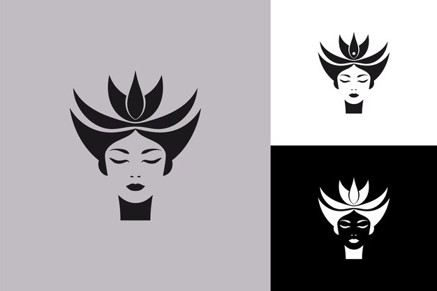 Vector women39s crowned head minimalist vector logo