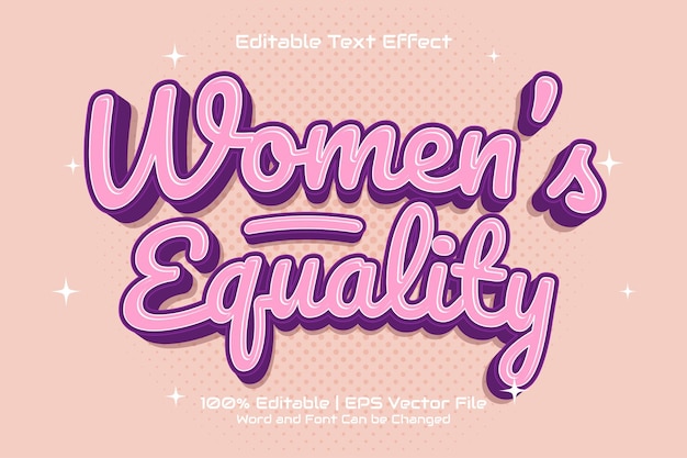 Vector women39s equality text effect editable cartoon style