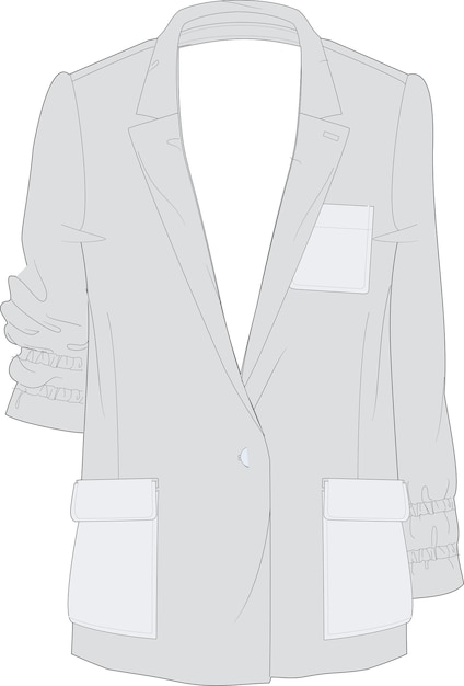 Vector womens blazer for military tech pack technical drawing flat sketch flat drawing vector illustration