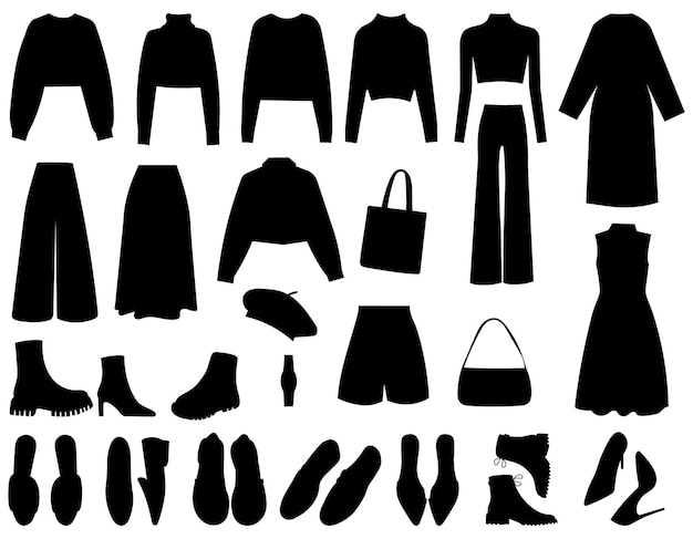 womens clothing silhouette on white background vector