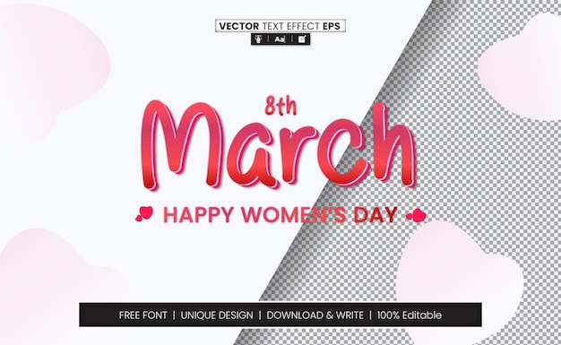 Womens Day 3D Text Effect Fully Editable