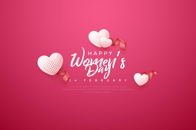 Womens day background with realistic 3d white balloons