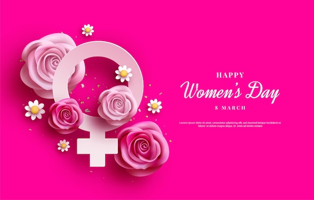 Womens day background with women symbols using paper cut