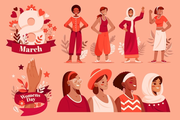 Womens day characters in flat design