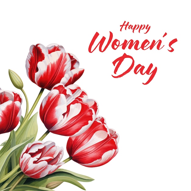 Вектор Поздравительная открытка на день женщины с тюльпанами