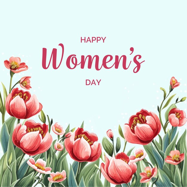 Womens Day Greeting card with tulips