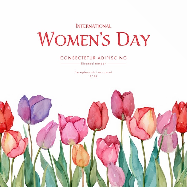 Womens Day Greeting card with tulips