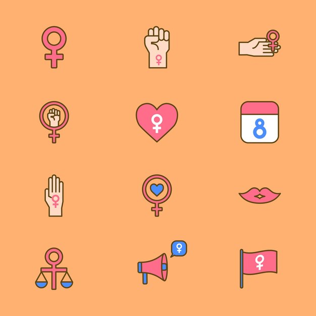 Vector womens day icon collection