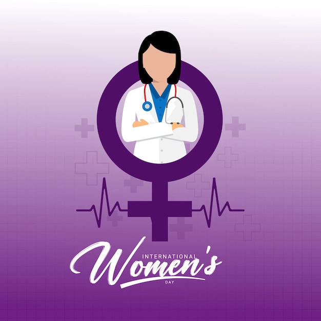 Womens Day Medical Doctor Nurse creative theme concept Medical office Female doctor standing V