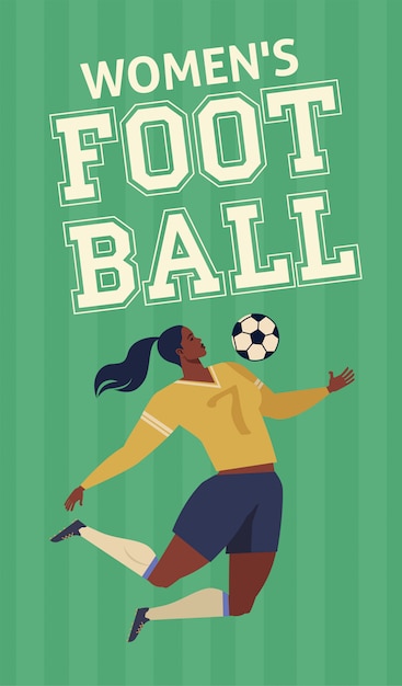 Womens european football soccer player flat vector illustration.