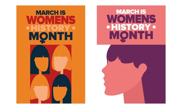 Womens History Month in March Womens rights Girl power Female symbol Vector illustration