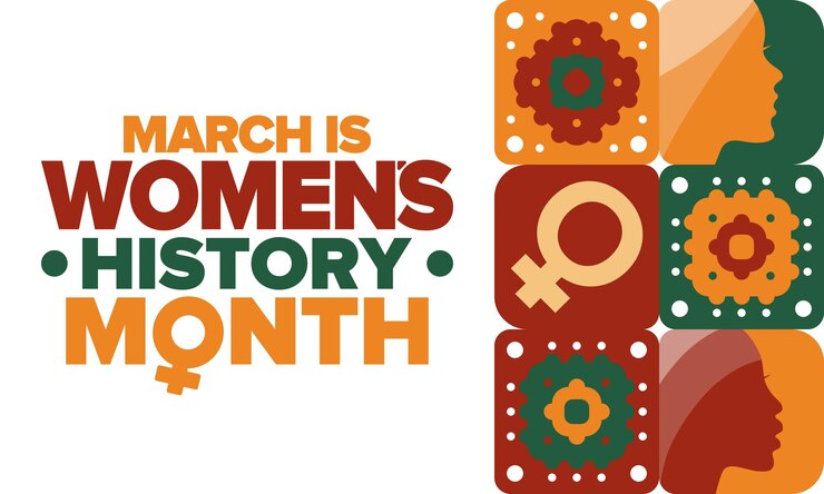 Vector womens history month in march womens rights girl power female symbol vector illustration